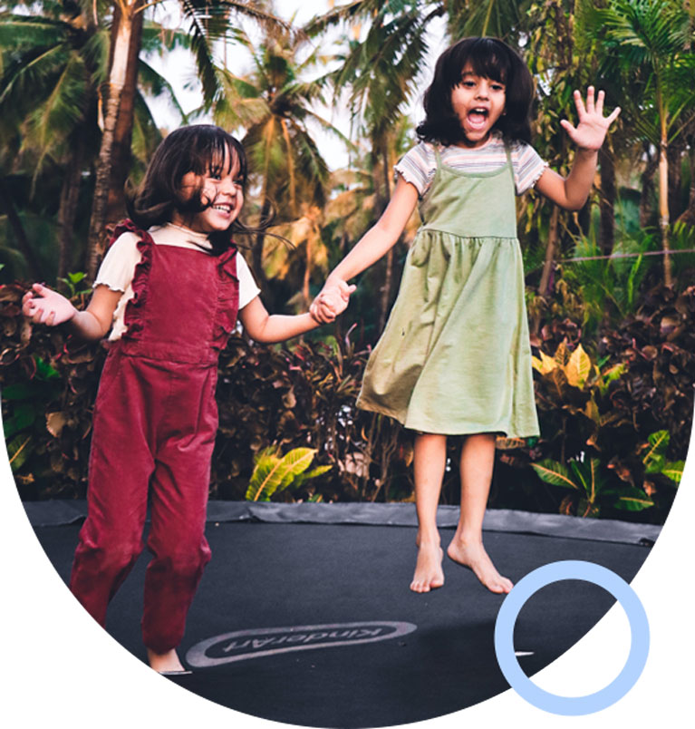 little girls jumping on Trampoline